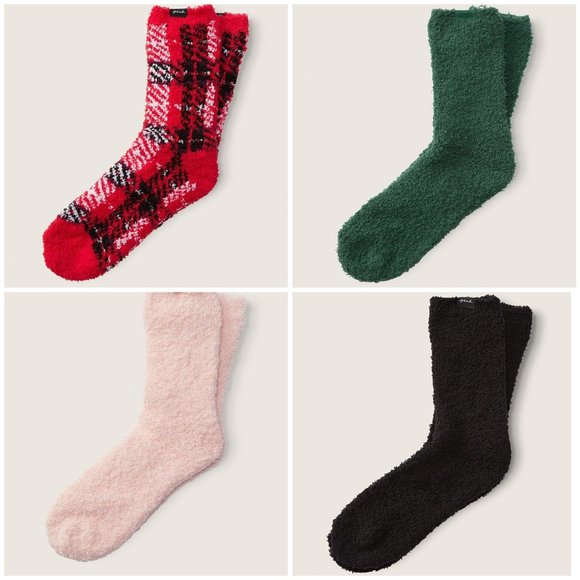PINK Victoria's Secret Accessories - Victoria's Secret PINK FUZZY MID-CALF SOCK MARSHMALLOW KNIT Sherpa SOCKS Choose